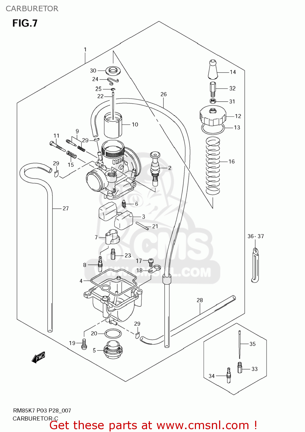 CARBURETOR RM85L 2010 (L0) USA (E03)