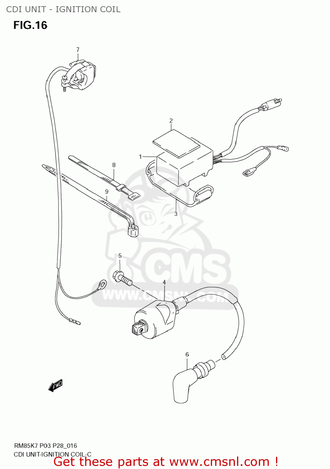 CDI UNIT - IGNITION COIL RM85L 2010 (L0) USA (E03)