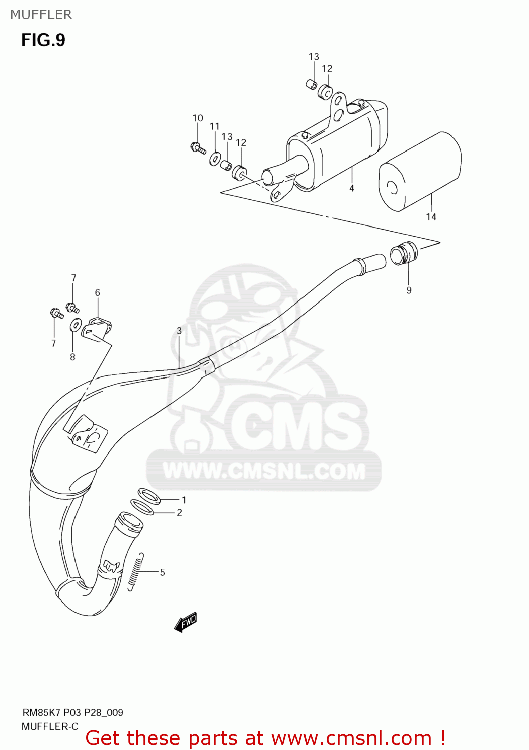 MUFFLER RM85L 2010 (L0) USA (E03)