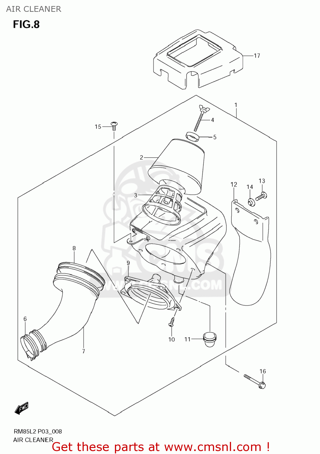 AIR CLEANER RM85L 2012 (L2) USA (E03)