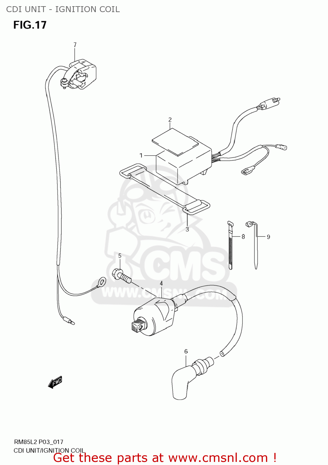 CDI UNIT - IGNITION COIL RM85L 2012 (L2) USA (E03)