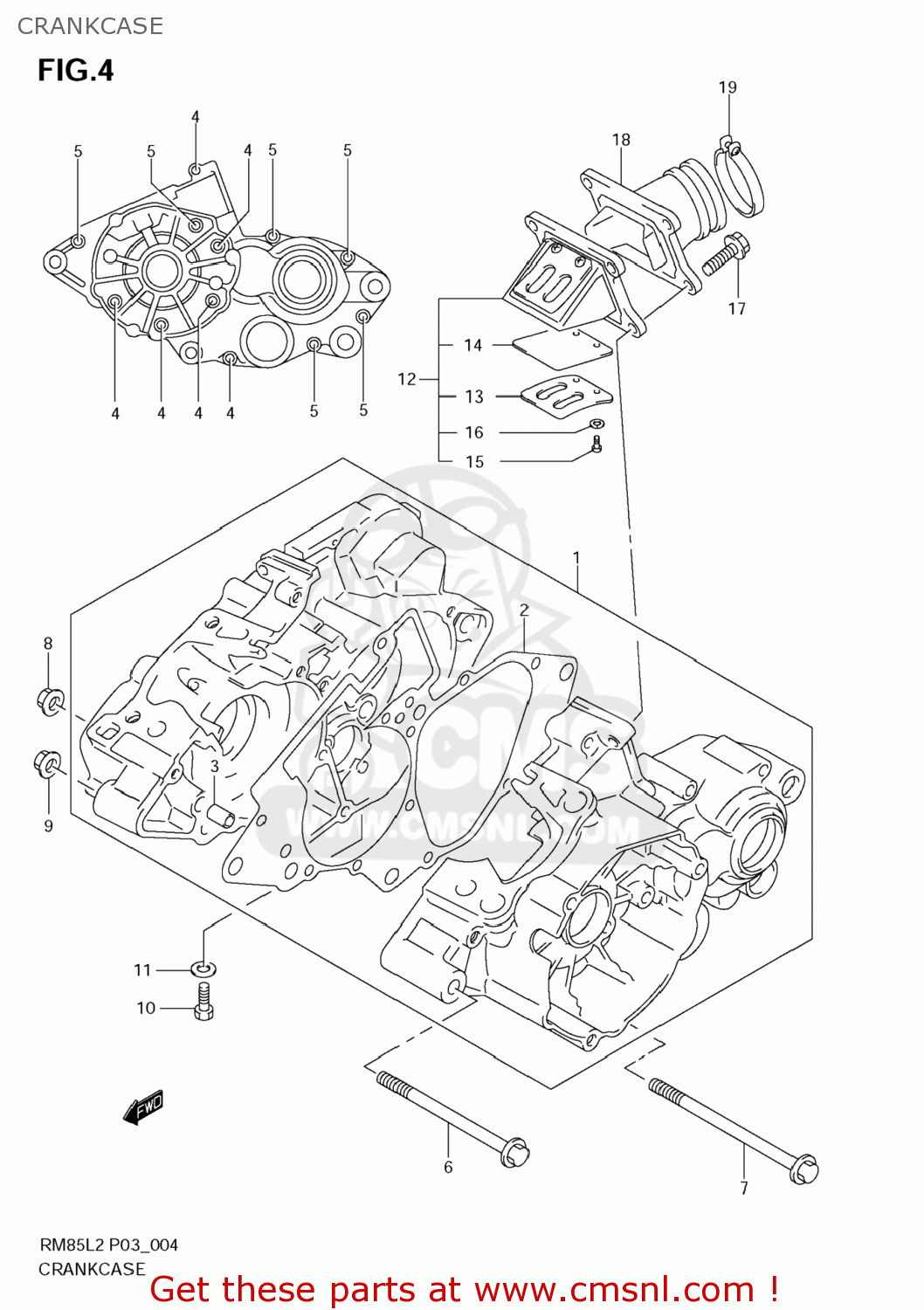 CRANKCASE RM85L 2012 (L2) USA (E03)