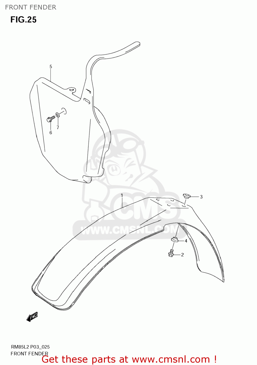 FRONT FENDER RM85L 2012 (L2) USA (E03)