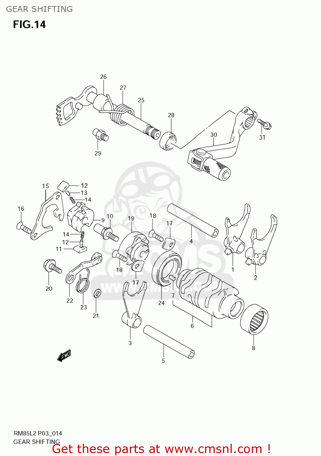 GEAR SHIFTING RM85L 2012 (L2) USA (E03)
