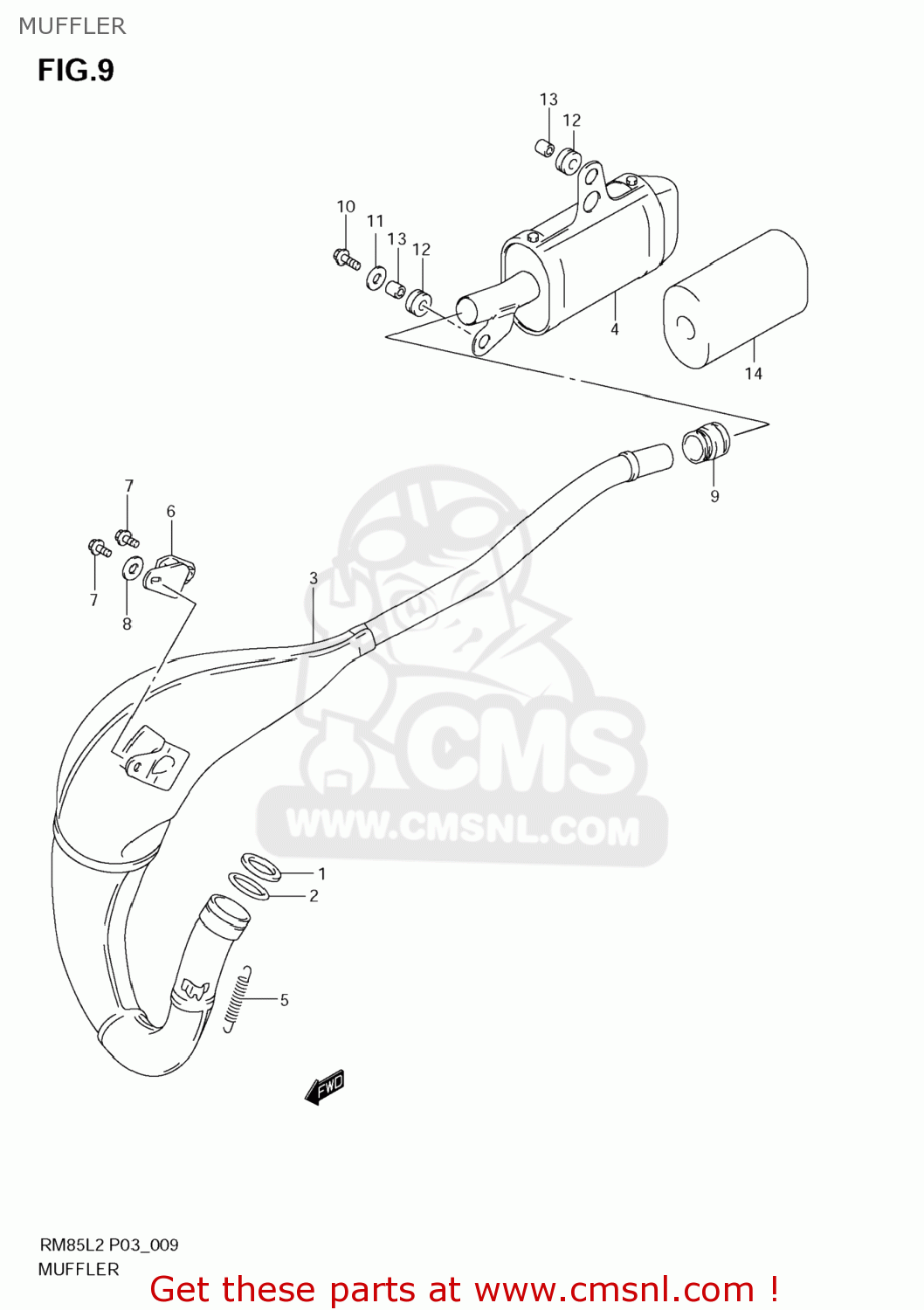 MUFFLER RM85L 2012 (L2) USA (E03)