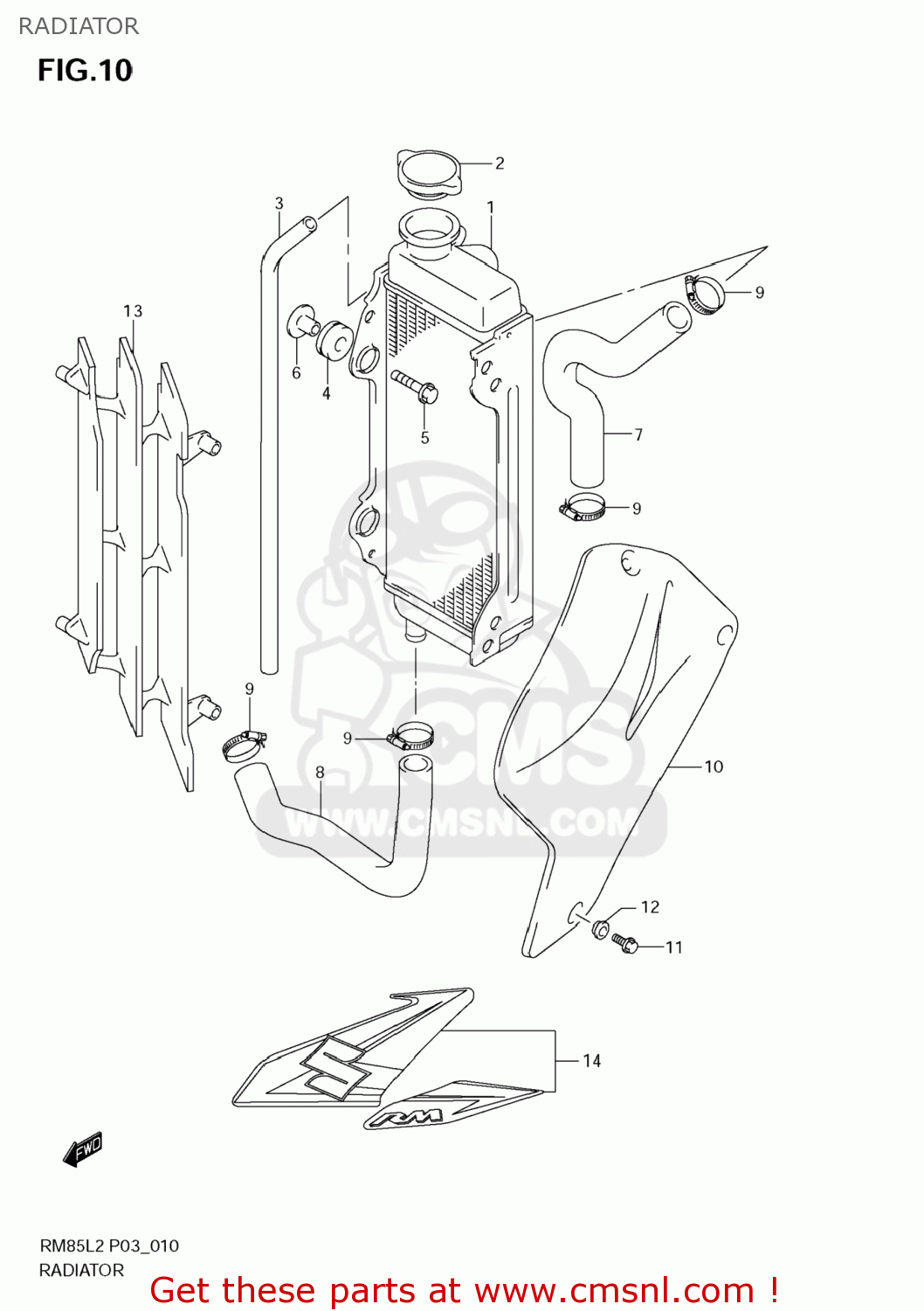 RADIATOR RM85L 2012 (L2) USA (E03)