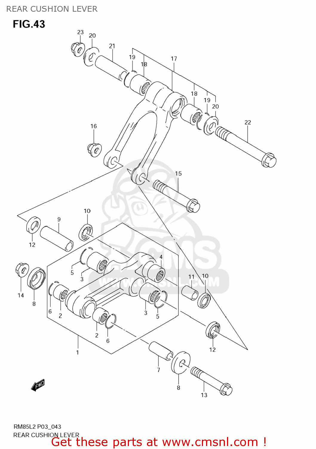 REAR CUSHION LEVER RM85L 2012 (L2) USA (E03)