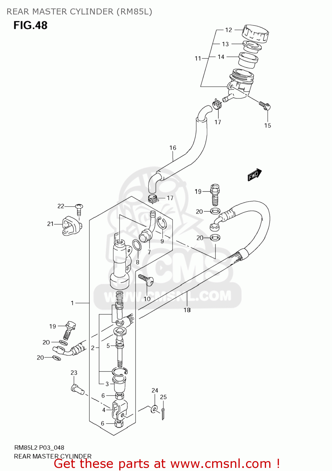 REAR MASTER CYLINDER (RM85L) RM85L 2012 (L2) USA (E03)