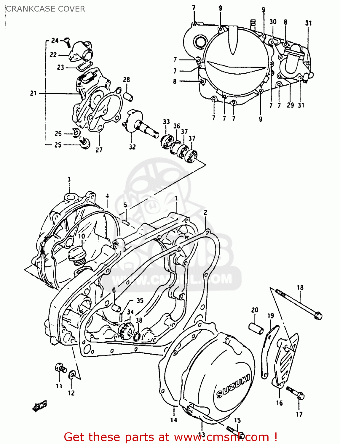 CRANKCASE COVER RMX250 1989 (K) GENERAL (E01)