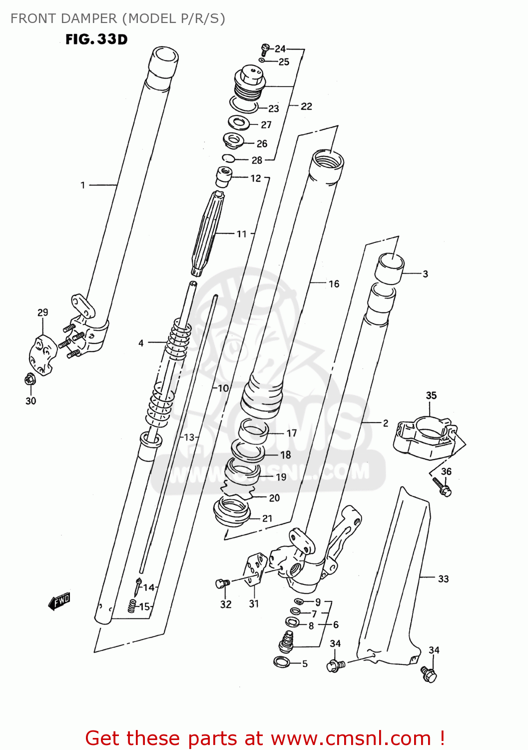 FRONT DAMPER (MODEL P/R/S) RMX250 1989 (K) USA (E03)