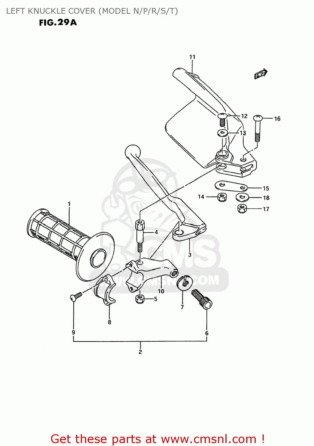 LEFT KNUCKLE COVER (MODEL N/P/R/S/T) RMX250 1989 (K) USA (E03)