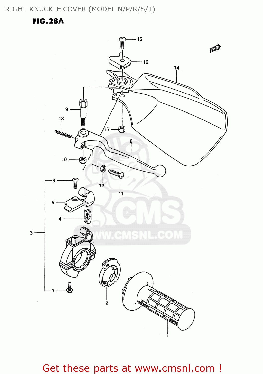 RIGHT KNUCKLE COVER (MODEL N/P/R/S/T) RMX250 1989 (K) USA (E03)