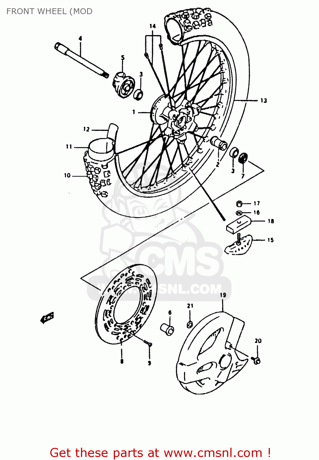 FRONT WHEEL (MOD RMX250 1990 (L) GENERAL (E01)