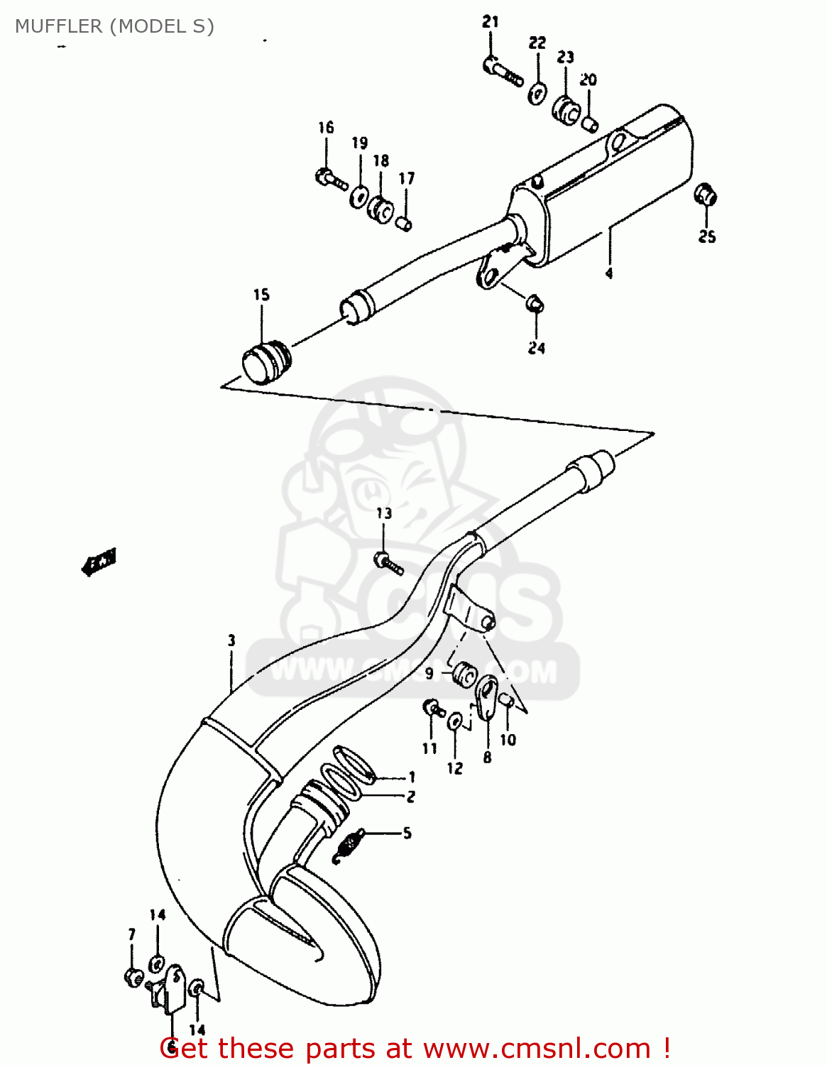 MUFFLER (MODEL S) RMX250 1990 (L) GENERAL (E01)