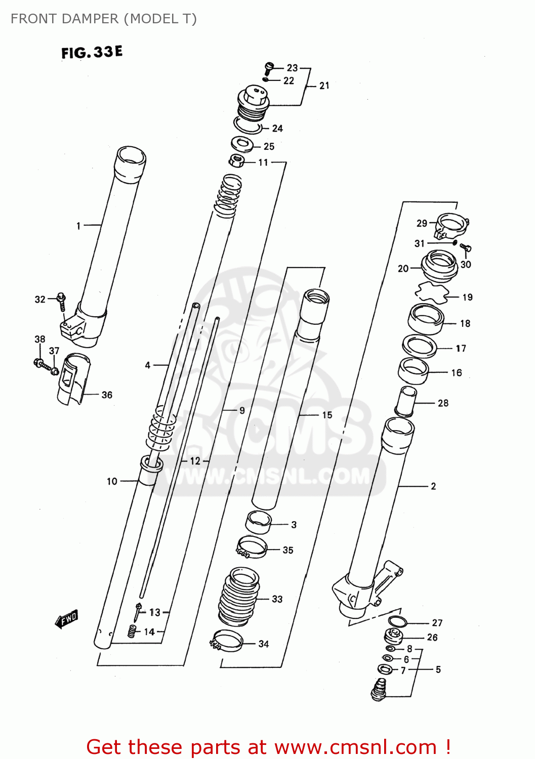 FRONT DAMPER (MODEL T) RMX250 1990 (L) USA (E03)