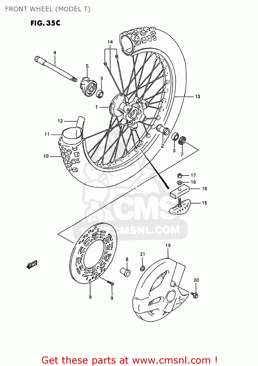 FRONT WHEEL (MODEL T) RMX250 1990 (L) USA (E03)