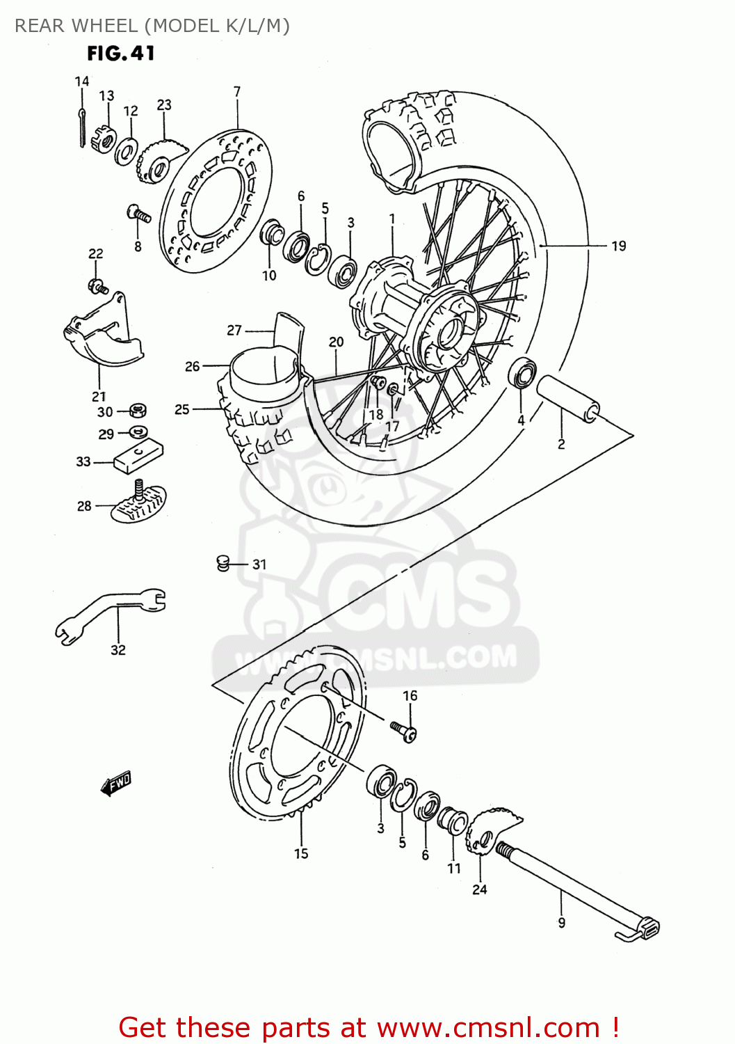 REAR WHEEL (MODEL K/L/M) RMX250 1990 (L) USA (E03)