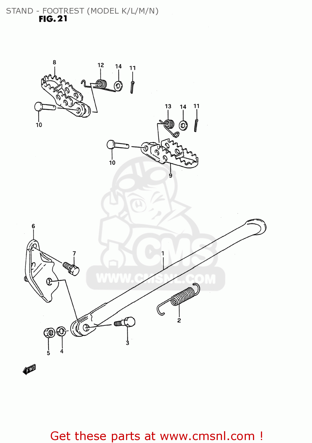 STAND - FOOTREST (MODEL K/L/M/N) RMX250 1990 (L) USA (E03)