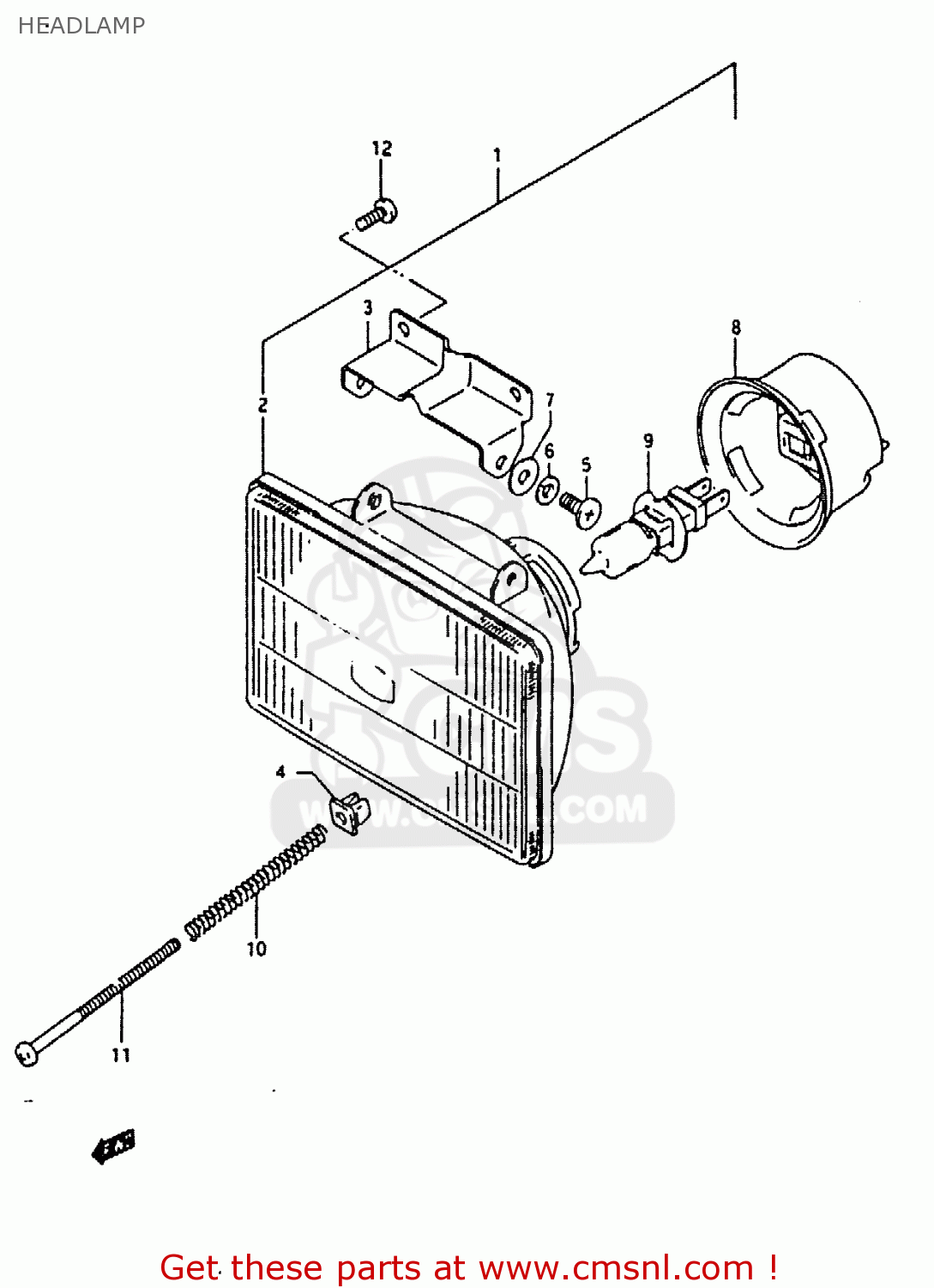 HEADLAMP RMX250 1991 (M) GENERAL (E01)