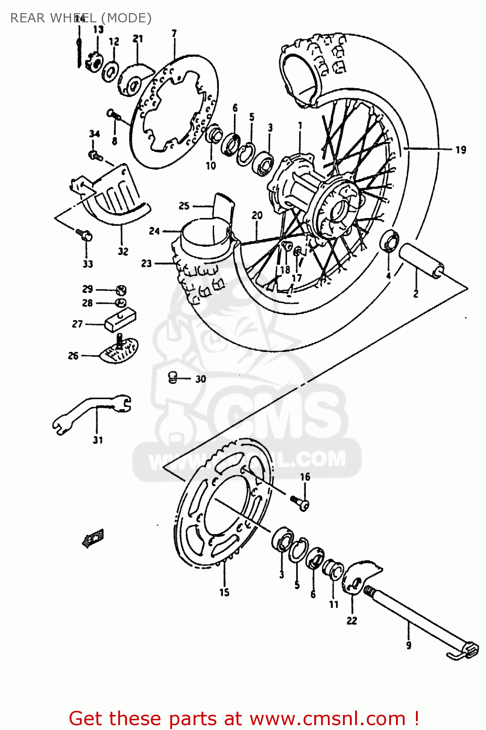 REAR WHEEL (MODE) RMX250 1991 (M) GENERAL (E01)