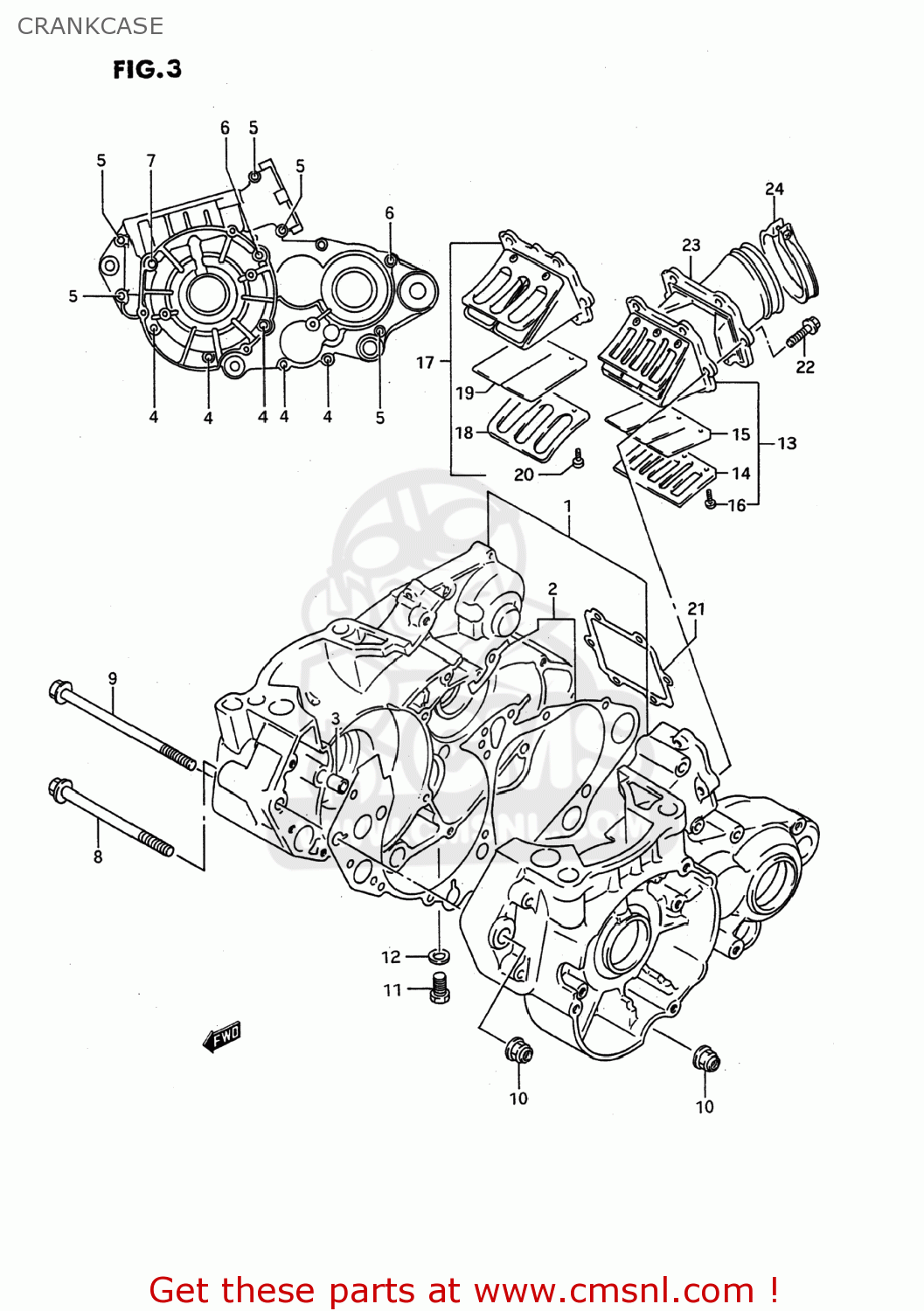 CRANKCASE RMX250 1991 (M) USA (E03)