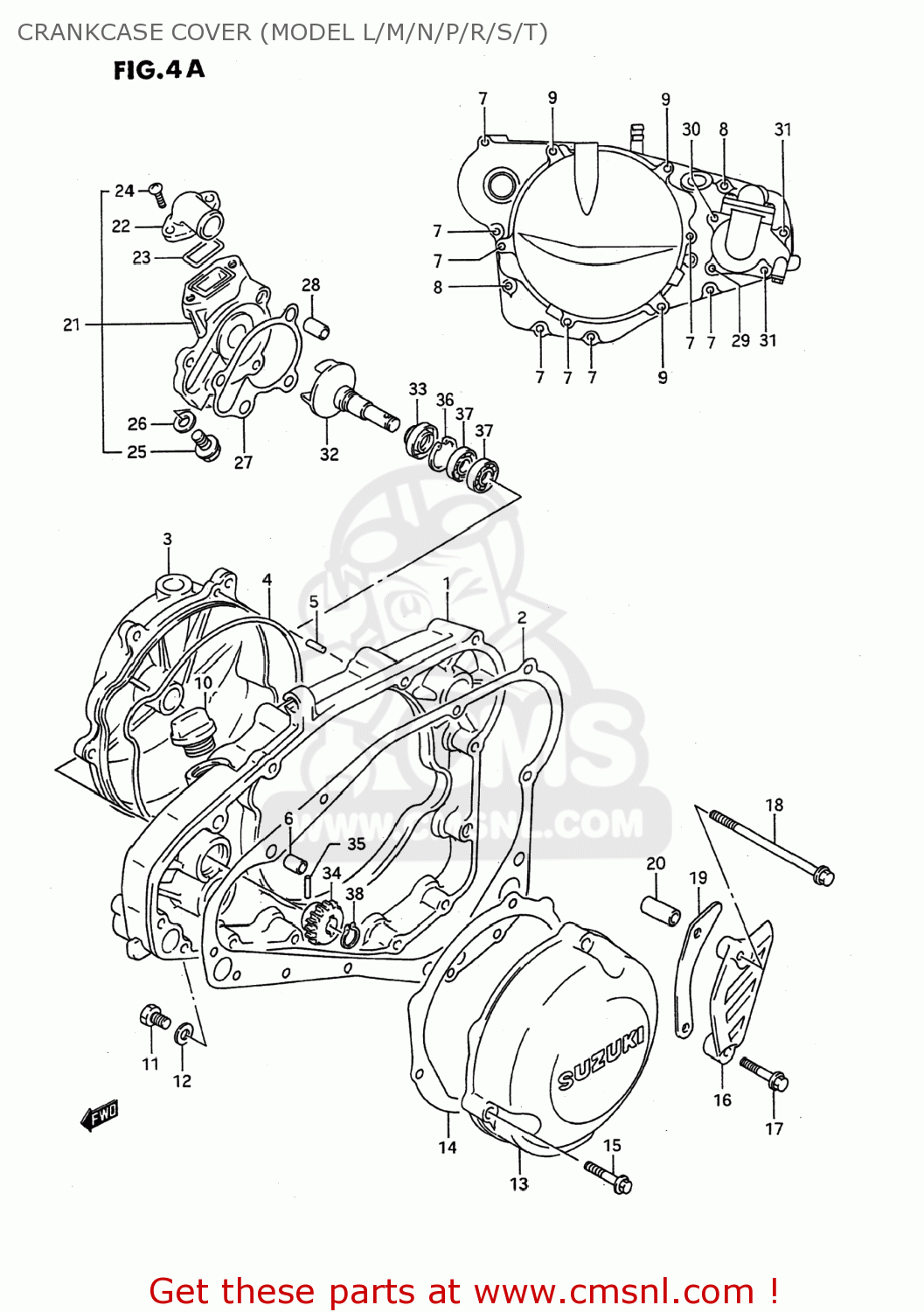 CRANKCASE COVER (MODEL L/M/N/P/R/S/T) RMX250 1991 (M) USA (E03)