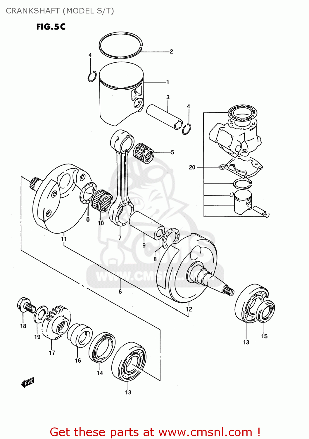 CRANKSHAFT (MODEL S/T) RMX250 1991 (M) USA (E03)