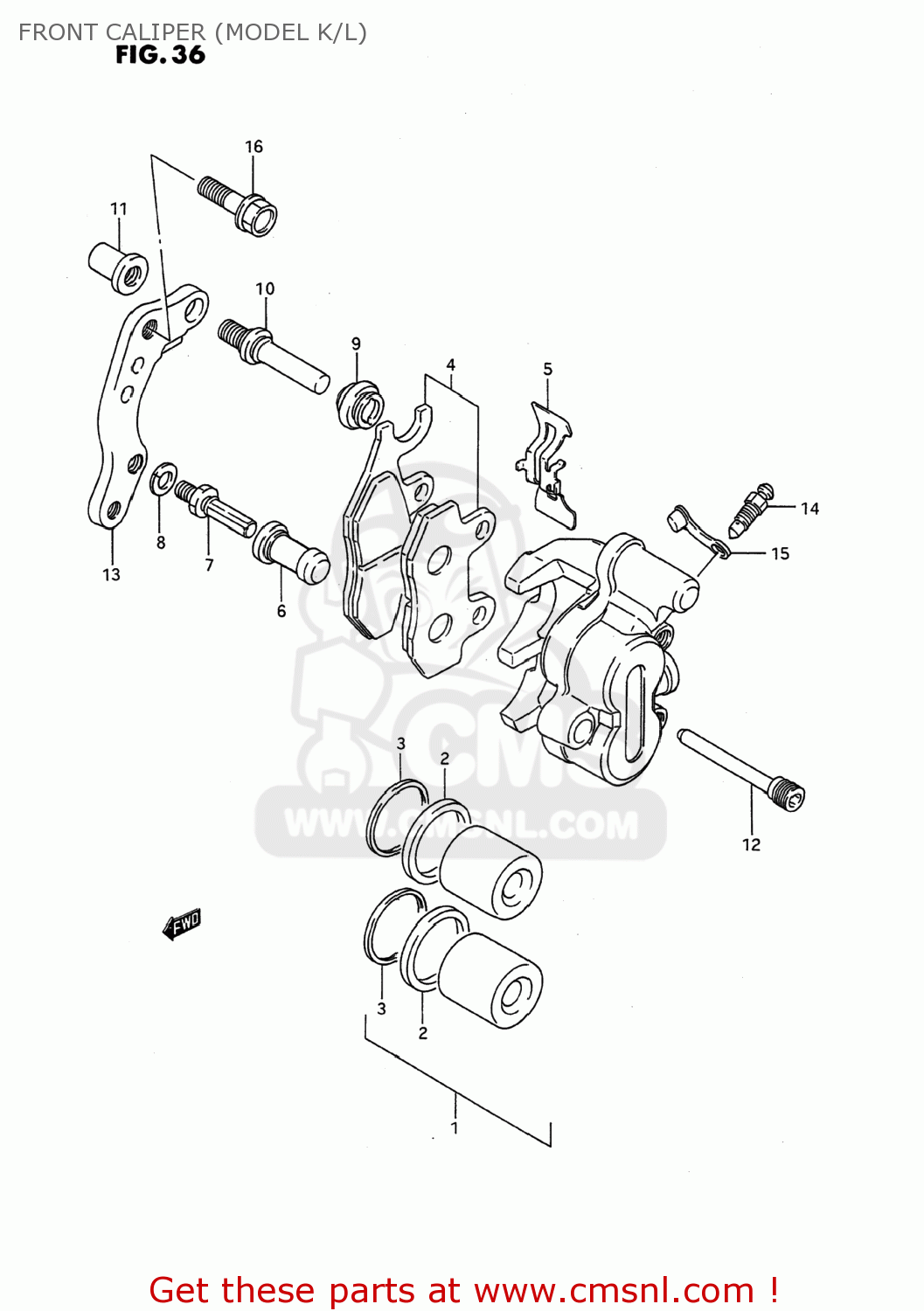 FRONT CALIPER (MODEL K/L) RMX250 1991 (M) USA (E03)
