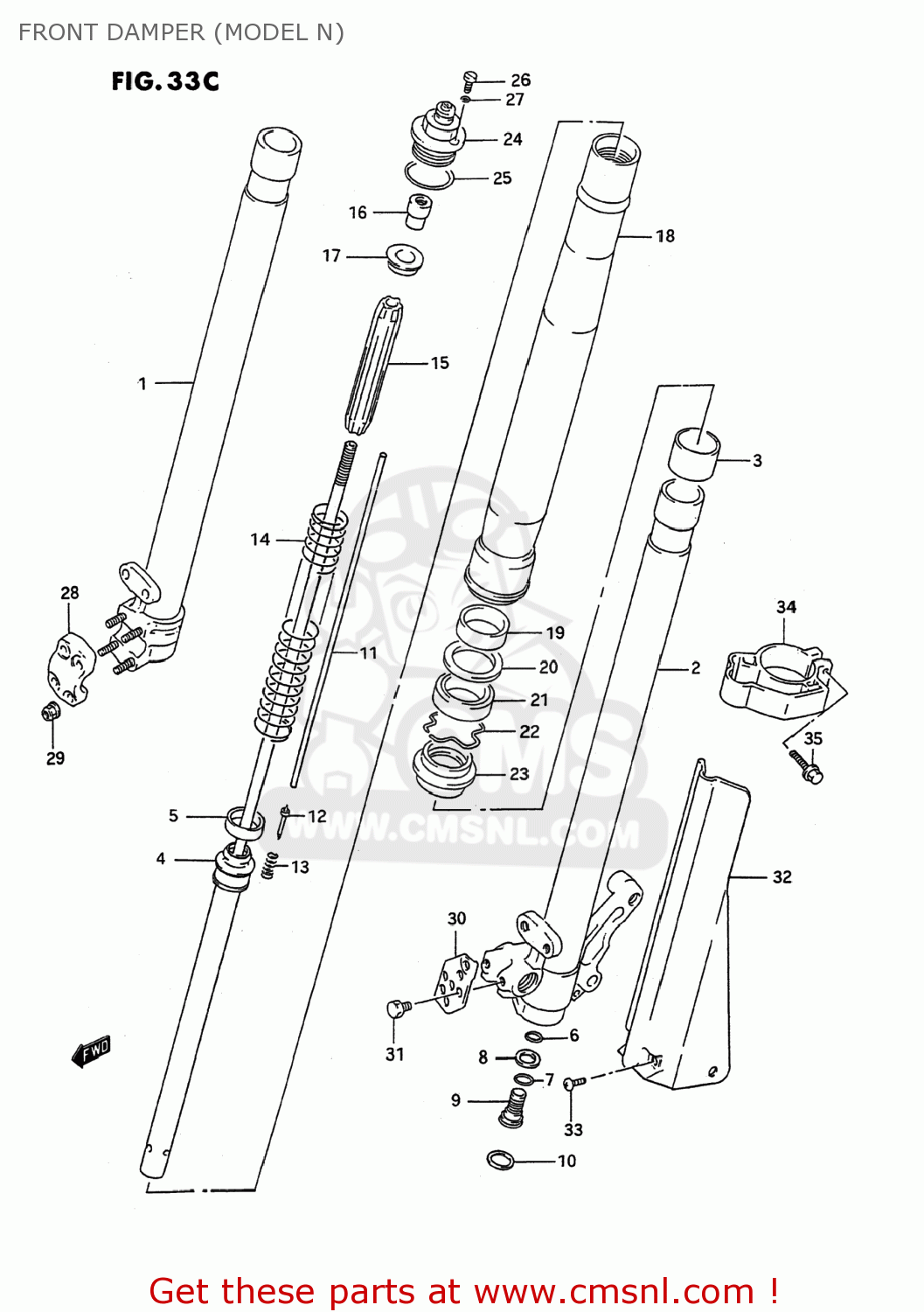 FRONT DAMPER (MODEL N) RMX250 1991 (M) USA (E03)