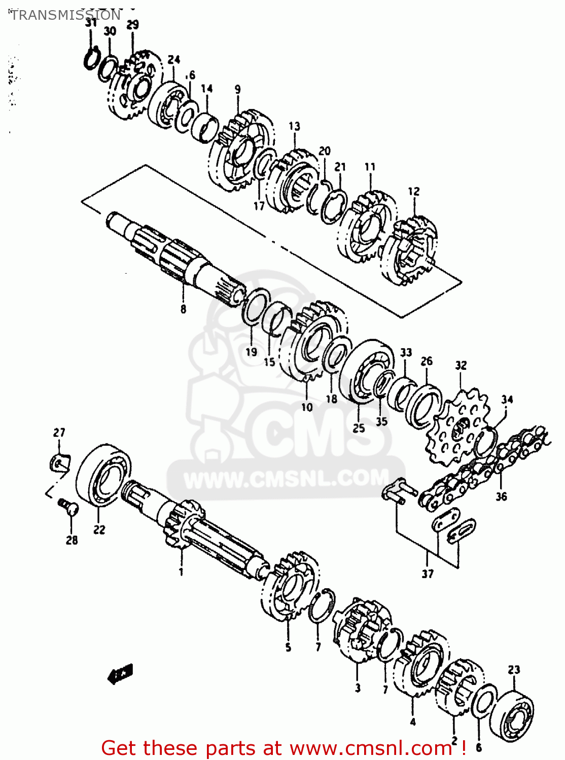 TRANSMISSION RMX250 1992 (N) GENERAL (E01)