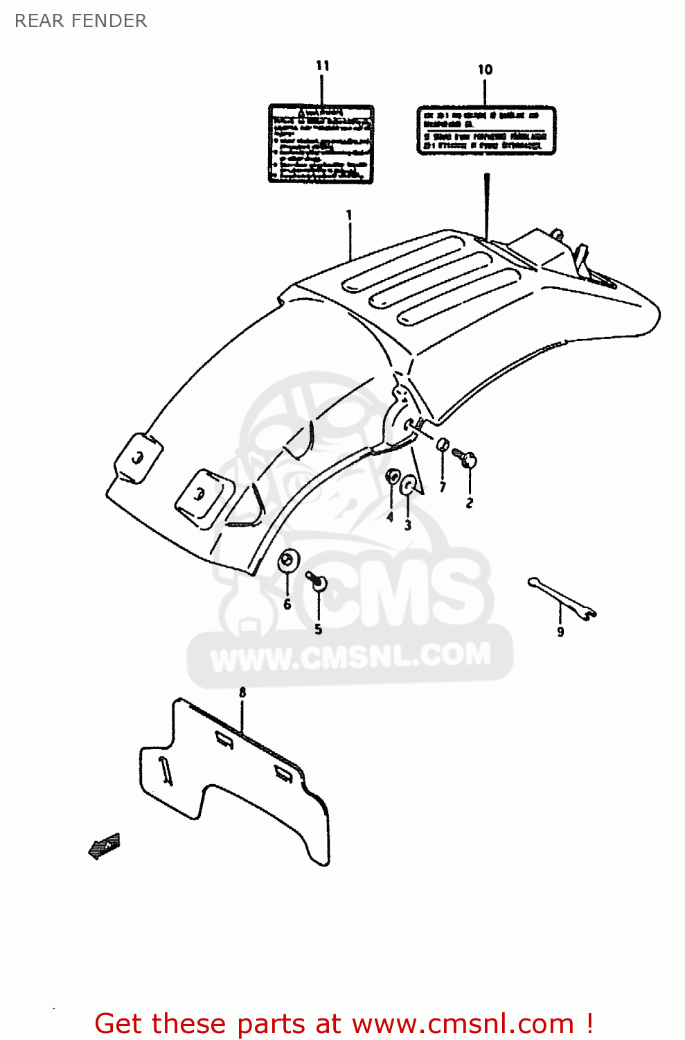 REAR FENDER RMX250 1992 (N) GENERAL (E01)