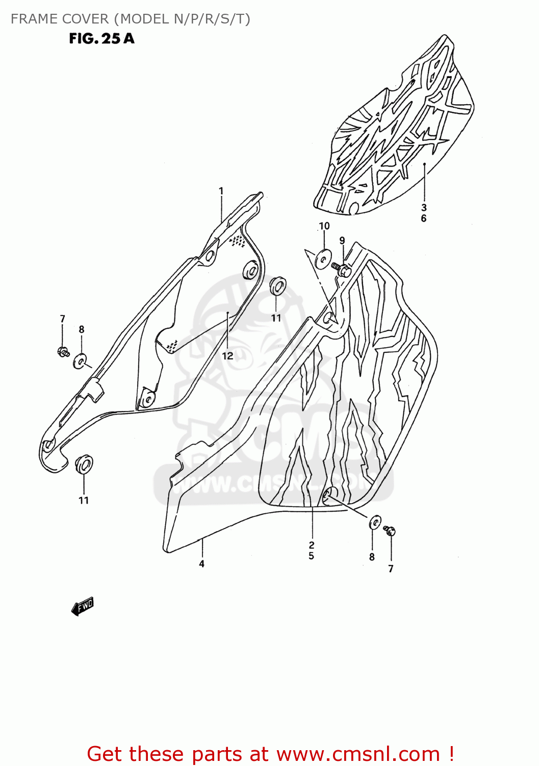 FRAME COVER (MODEL N/P/R/S/T) RMX250 1992 (N) USA (E03)