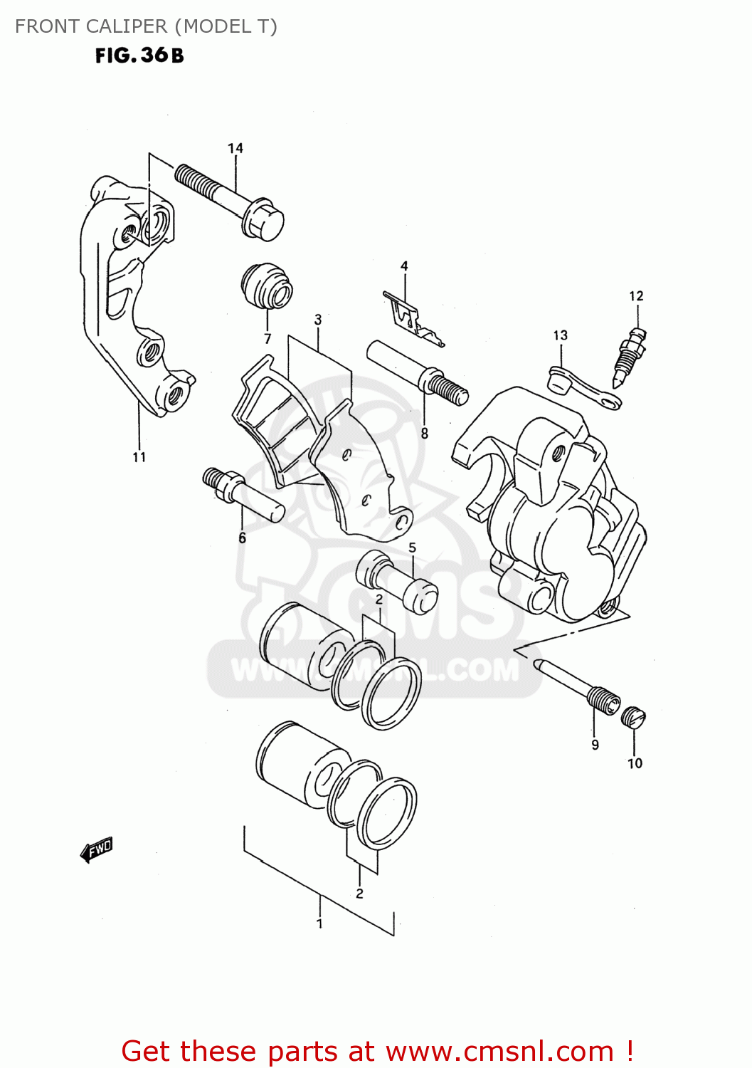 FRONT CALIPER (MODEL T) RMX250 1992 (N) USA (E03)