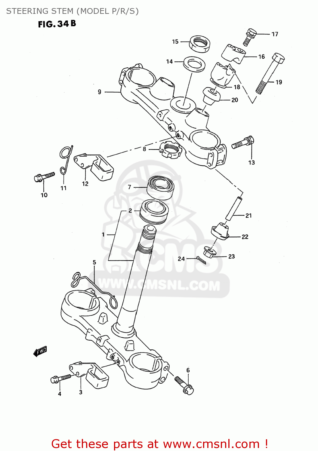 STEERING STEM (MODEL P/R/S) RMX250 1992 (N) USA (E03)