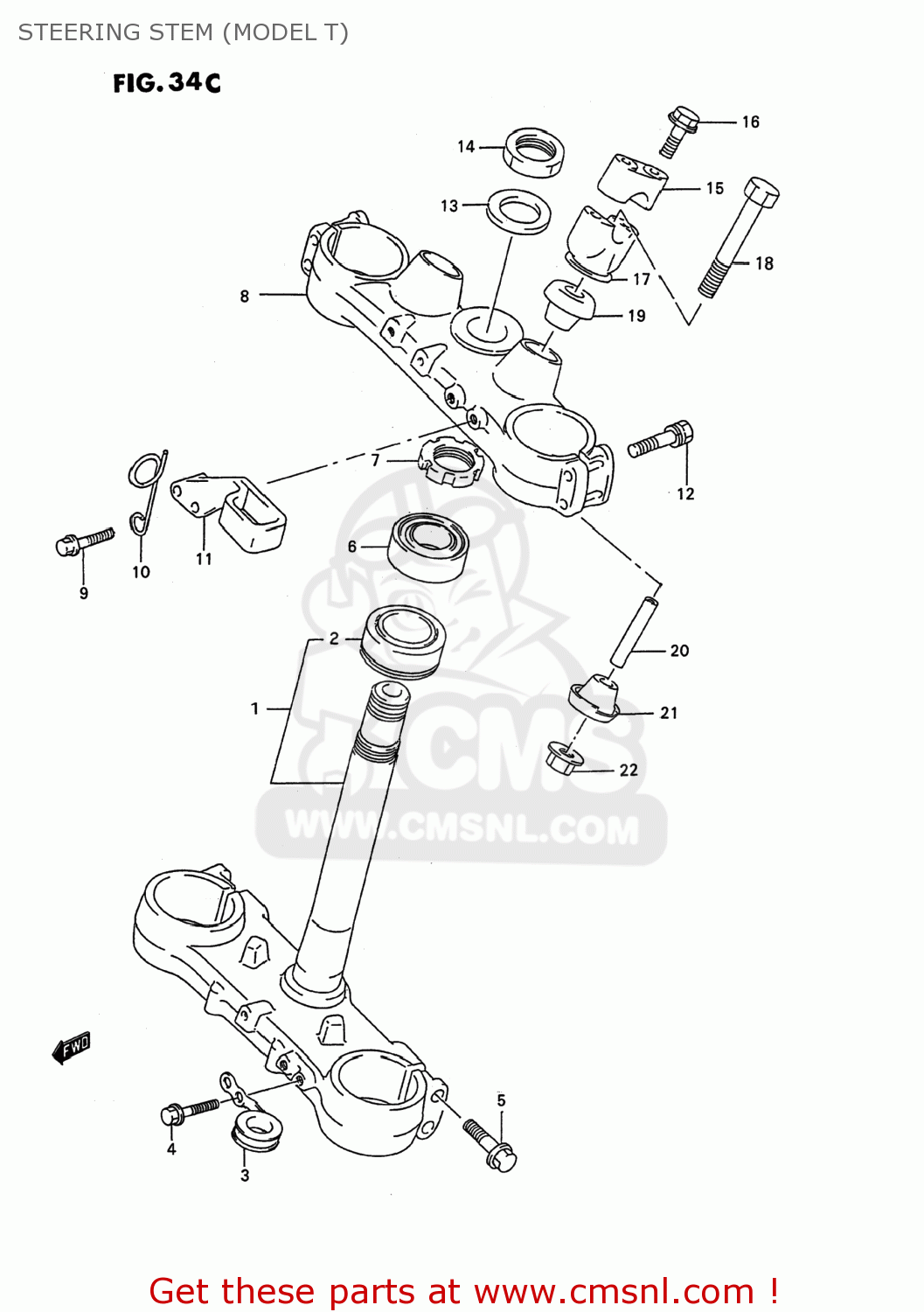 STEERING STEM (MODEL T) RMX250 1992 (N) USA (E03)