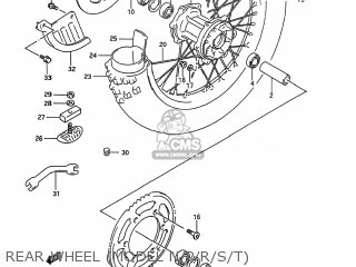 REAR WHEEL (MODEL N/P/R/S/T) - RMX250 1992 (N) USA (E03)