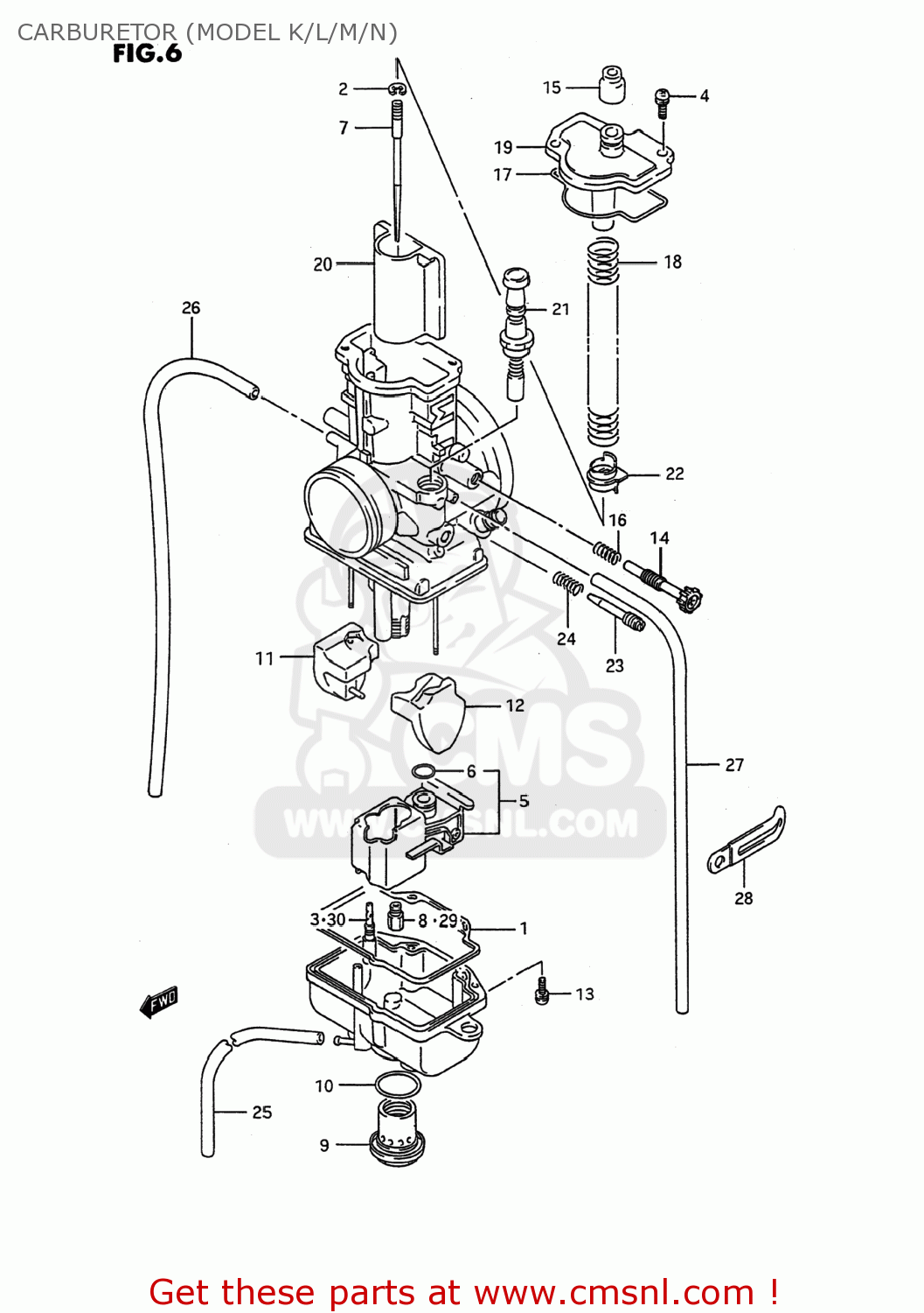 CARBURETOR (MODEL K/L/M/N) RMX250 1993 (N) USA (E03)