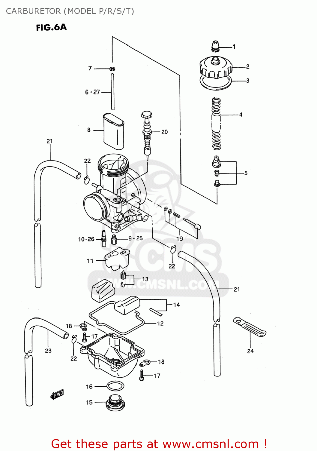 CARBURETOR (MODEL P/R/S/T) RMX250 1993 (N) USA (E03)