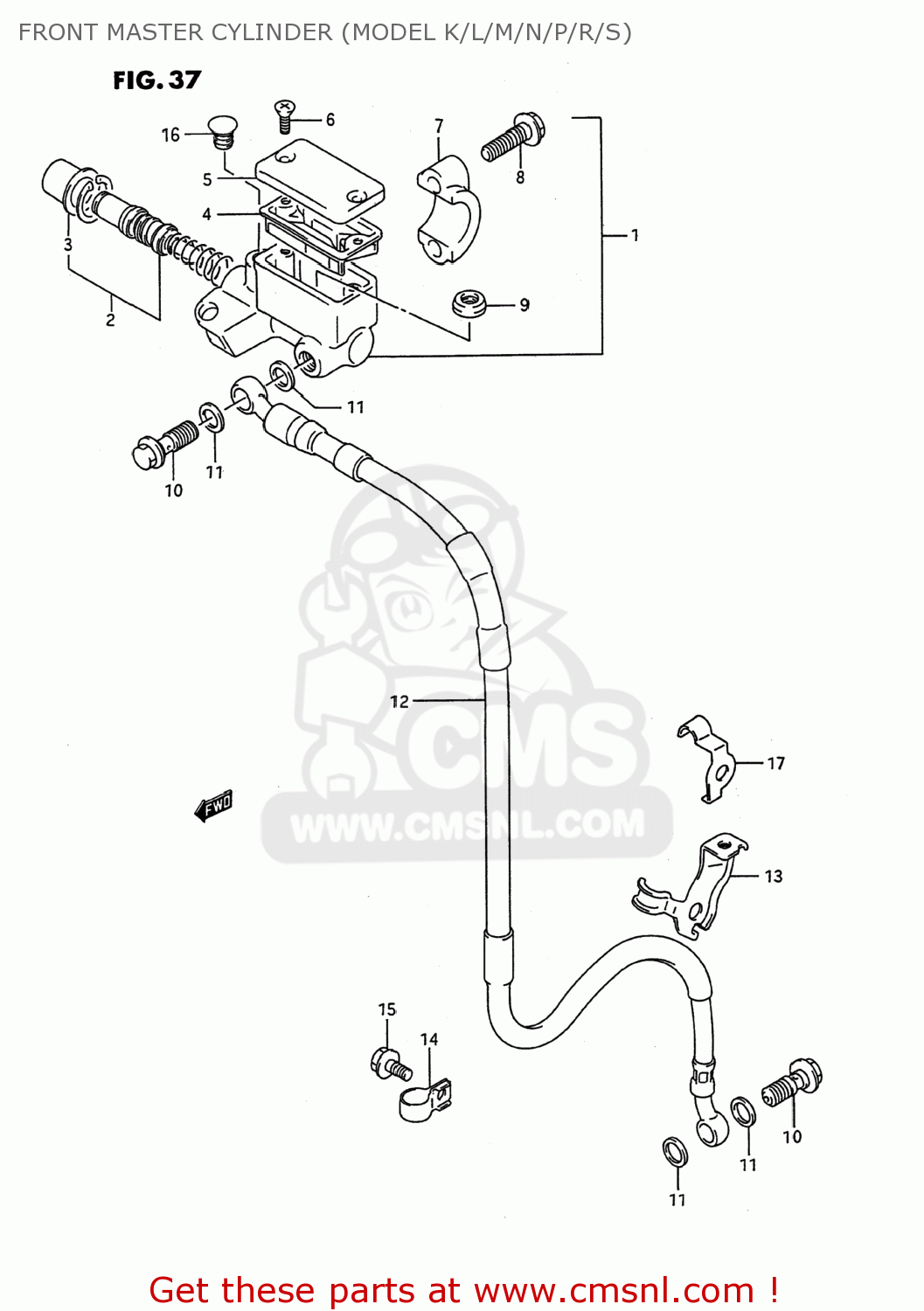 FRONT MASTER CYLINDER (MODEL K/L/M/N/P/R/S) RMX250 1993 (N) USA (E03)