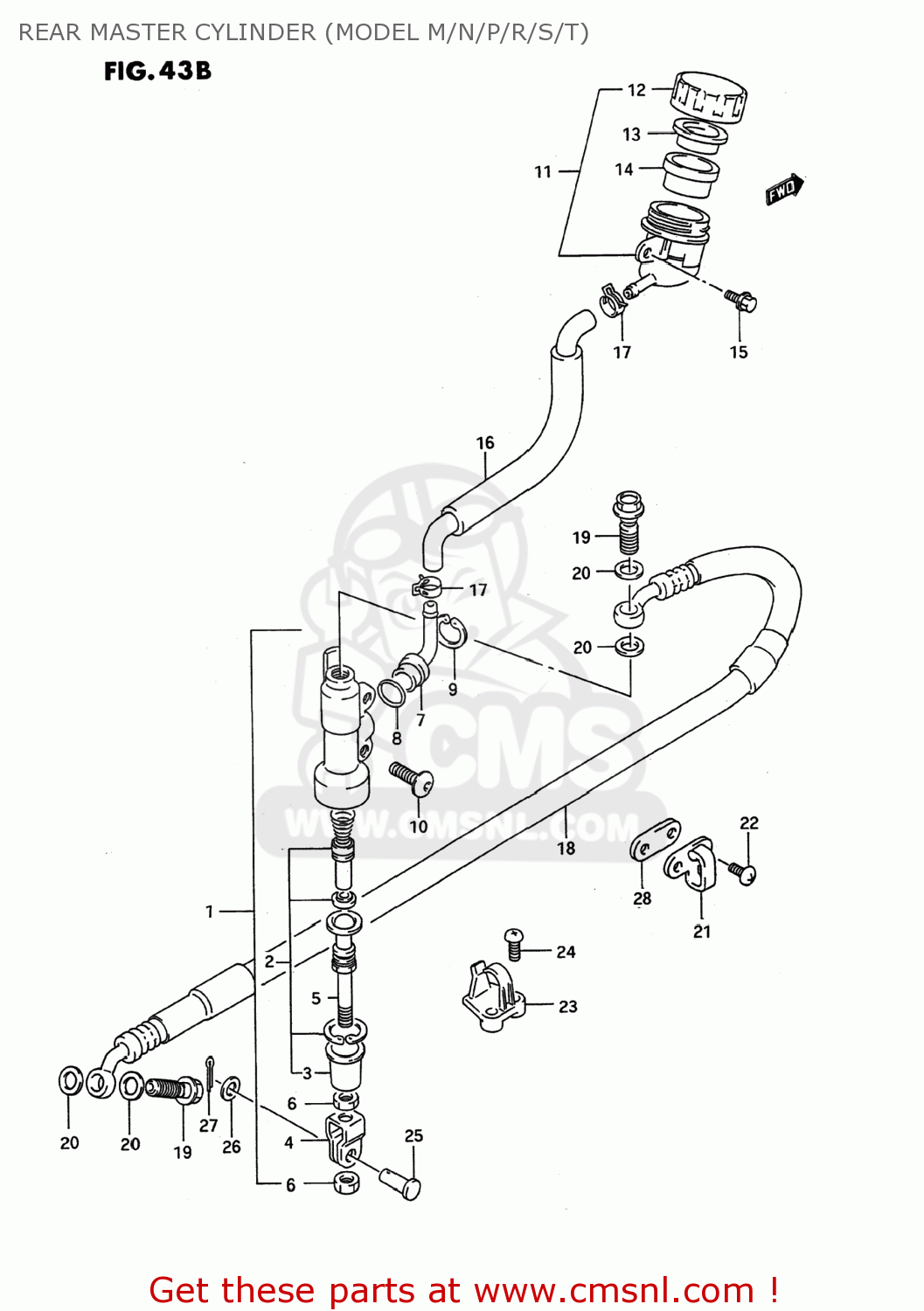 REAR MASTER CYLINDER (MODEL M/N/P/R/S/T) RMX250 1993 (N) USA (E03)