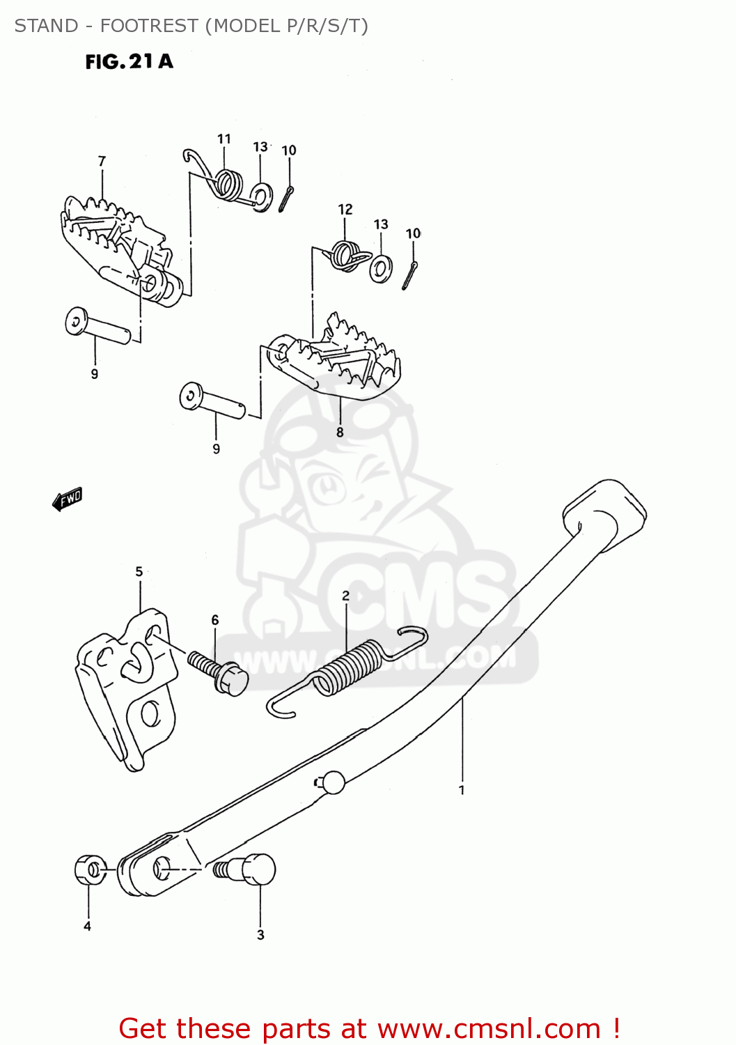 STAND - FOOTREST (MODEL P/R/S/T) RMX250 1993 (N) USA (E03)