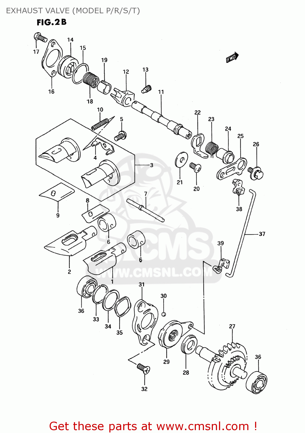EXHAUST VALVE (MODEL P/R/S/T) RMX250 1994 (P) USA (E03)