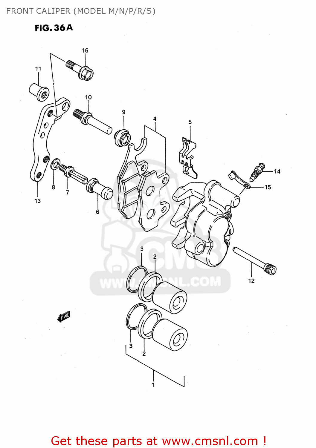 FRONT CALIPER (MODEL M/N/P/R/S) RMX250 1994 (P) USA (E03)