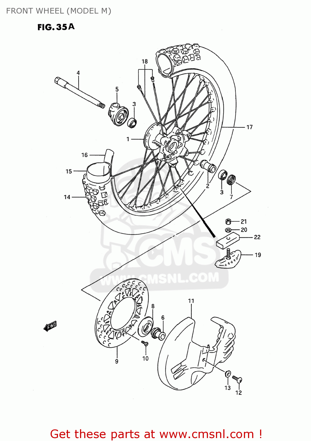 FRONT WHEEL (MODEL M) RMX250 1994 (P) USA (E03)