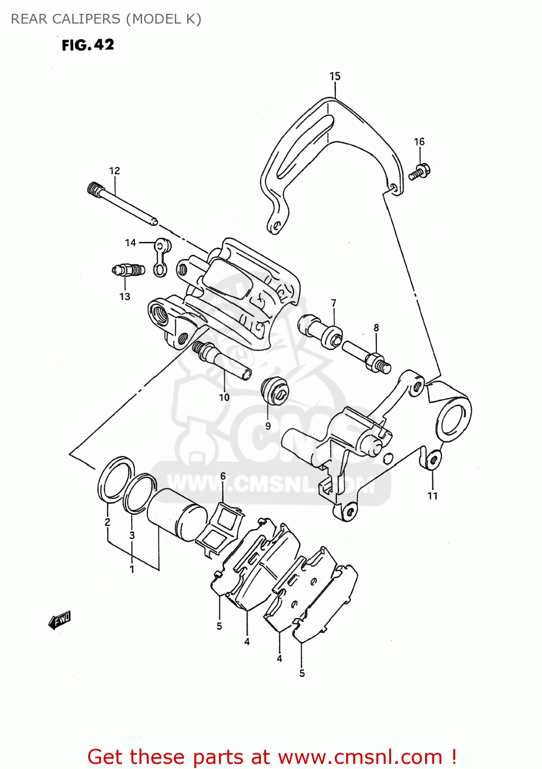 REAR CALIPERS (MODEL K) RMX250 1994 (P) USA (E03)
