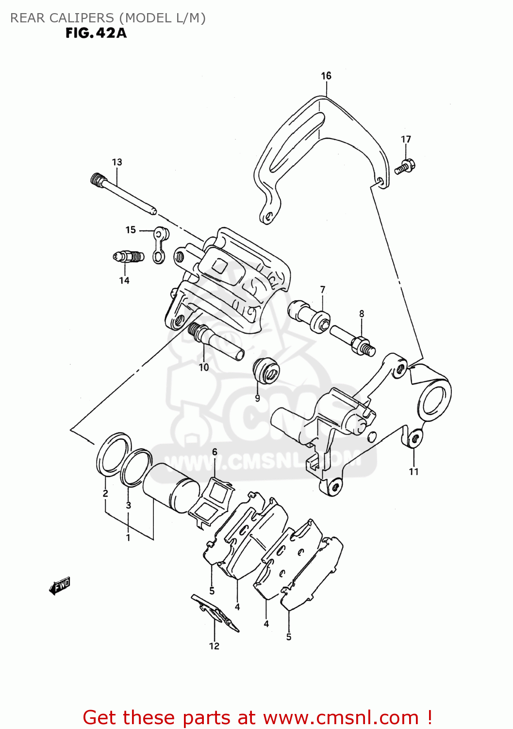 REAR CALIPERS (MODEL L/M) RMX250 1994 (P) USA (E03)