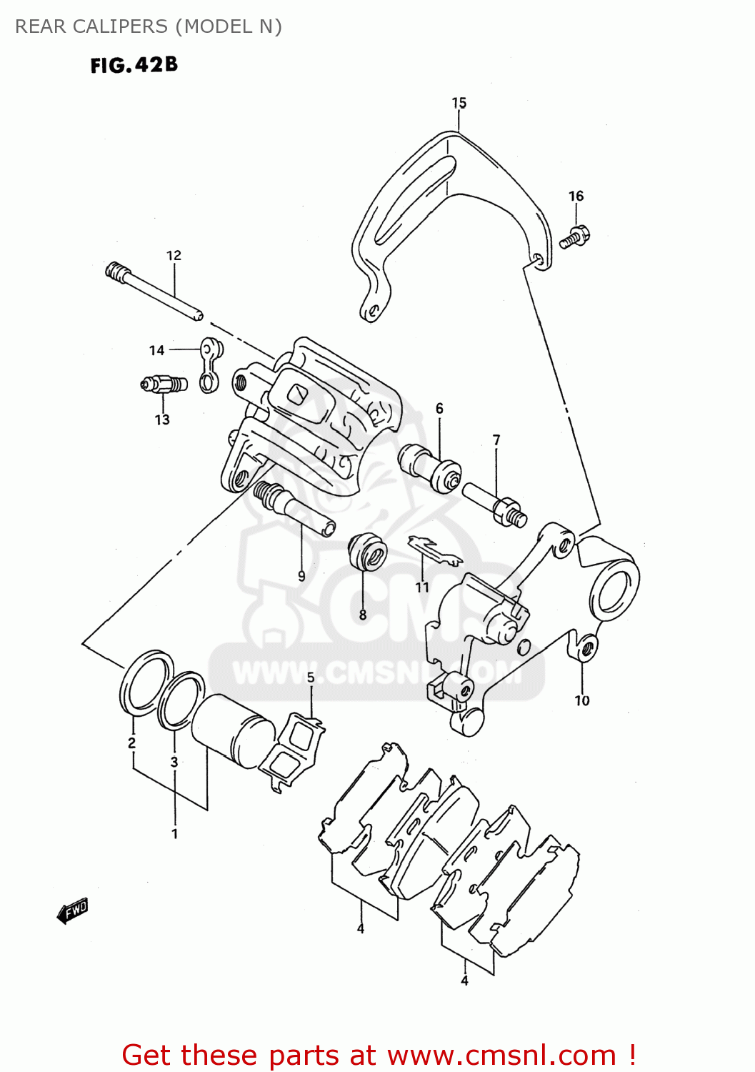 REAR CALIPERS (MODEL N) RMX250 1994 (P) USA (E03)