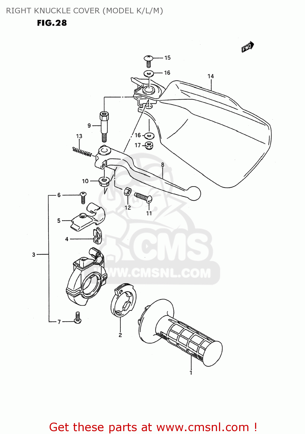 RIGHT KNUCKLE COVER (MODEL K/L/M) RMX250 1994 (P) USA (E03)