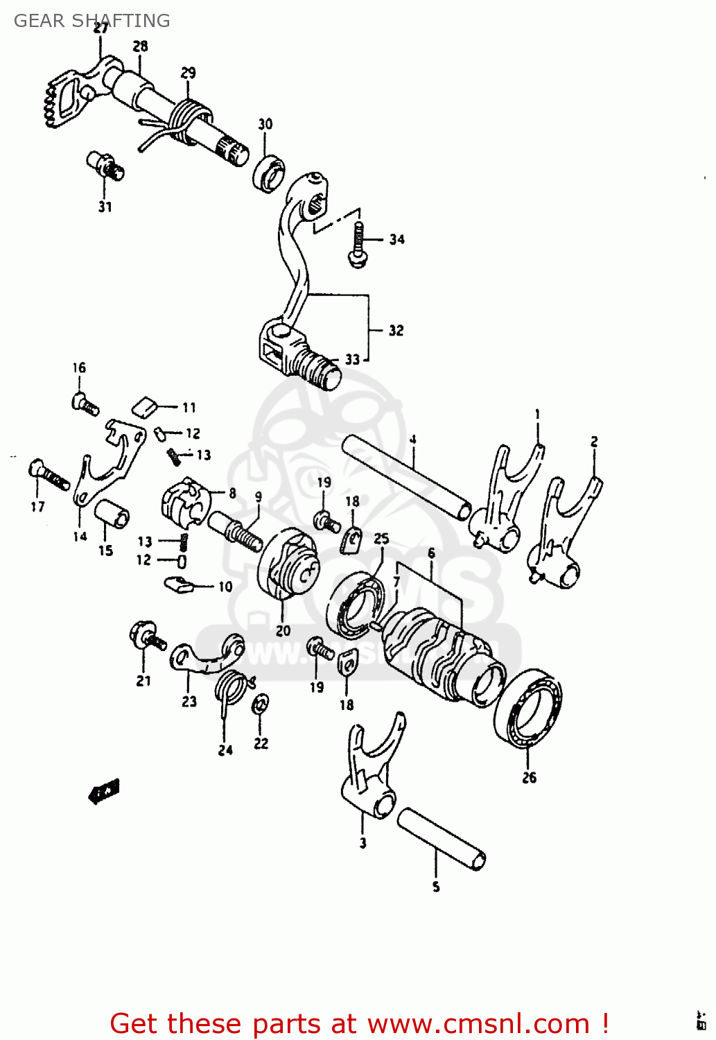 GEAR SHAFTING RMX250 1995 (S) GENERAL (E01)