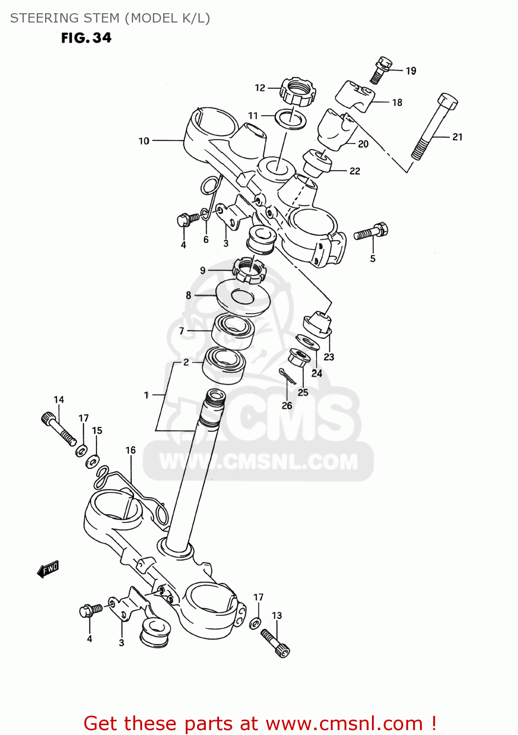 STEERING STEM (MODEL K/L) RMX250 1995 (S) USA (E03)